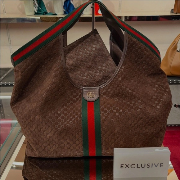 Gucci Giglio Large Dark Brown Suede Tote NYC 5th Ave Exclusive!!! - Picture 2 of 16